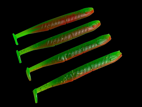 4x Spartaner Gummifisch (Green/Red)